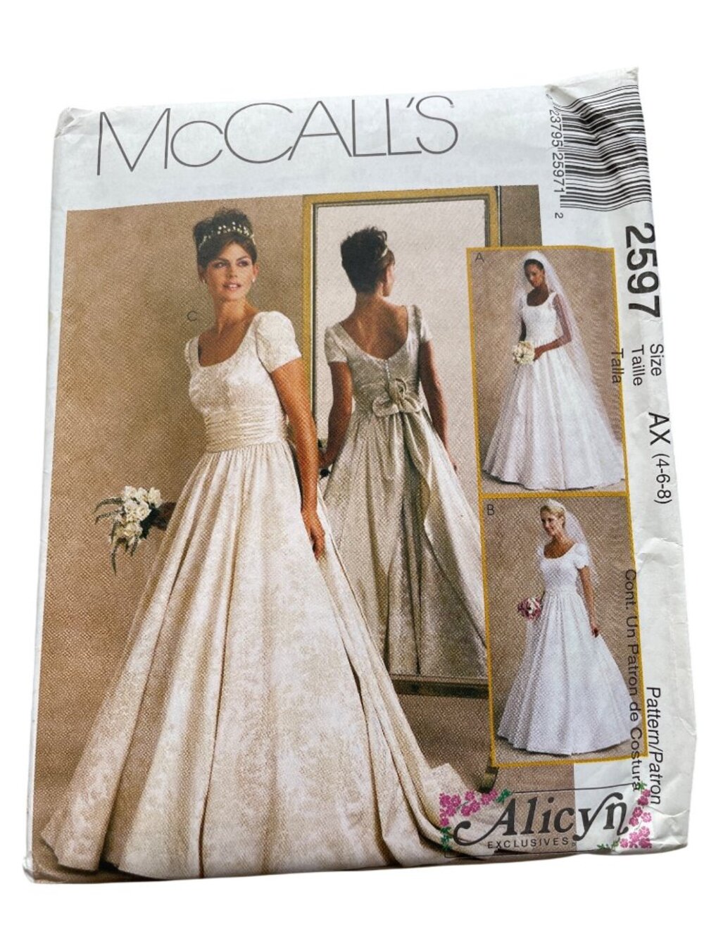 McCalls 2597 Sewing Pattern Size 4-6-8 Misses Bridal Gowns Dressmaking Retro CUT